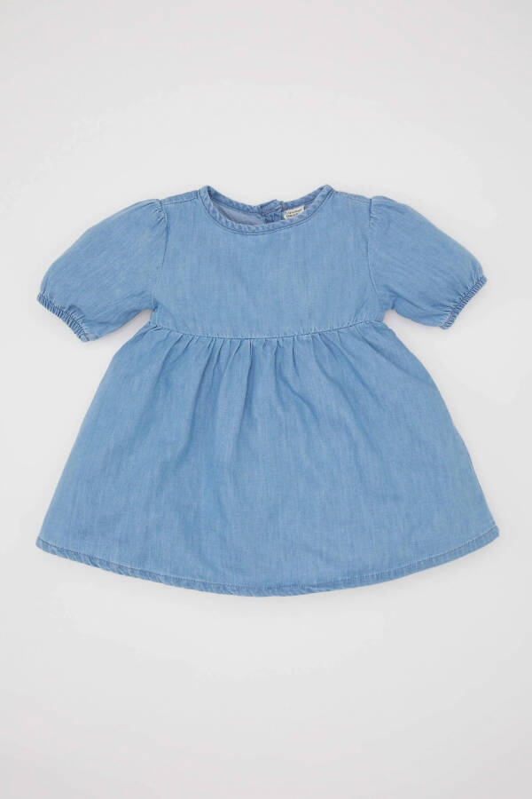 Baby Girl Short Sleeve Denim Dress Mint Blue - 6