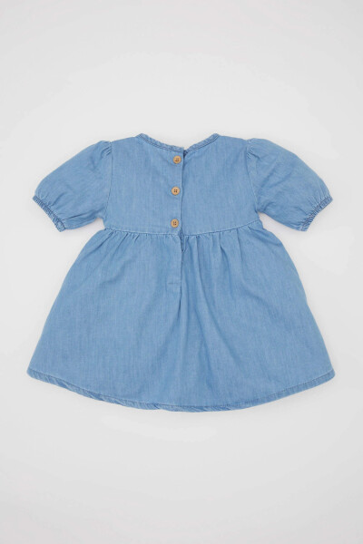 Baby Girl Short Sleeve Denim Dress Mint Blue - 8