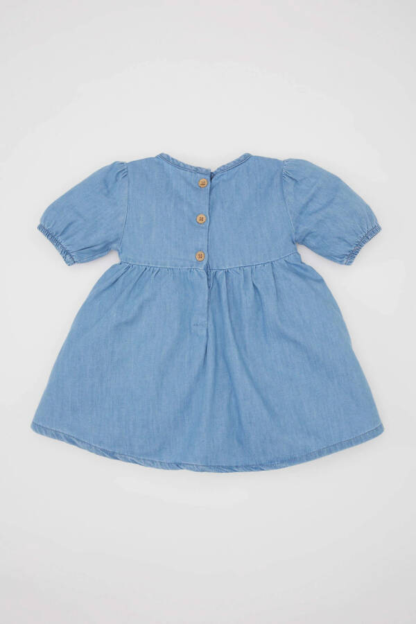 Baby Girl Short Sleeve Denim Dress Mint Blue - 8