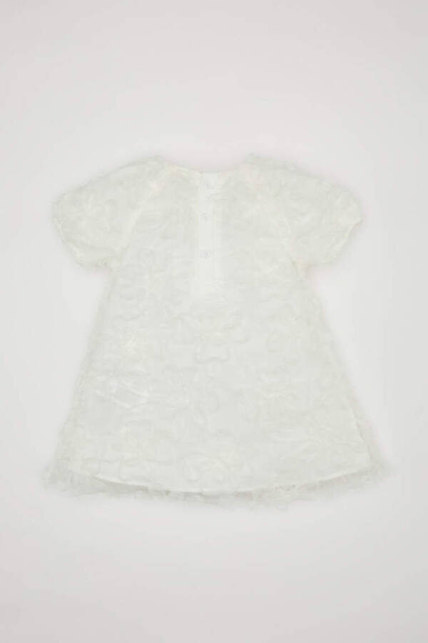 Baby Girl Short Sleeve Tulle Dress Ecru - 5