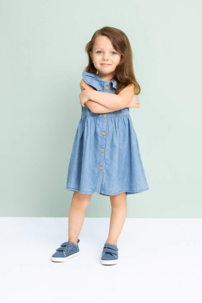 Baby Girl Sleeveless Jean Dress Light Blue - 1