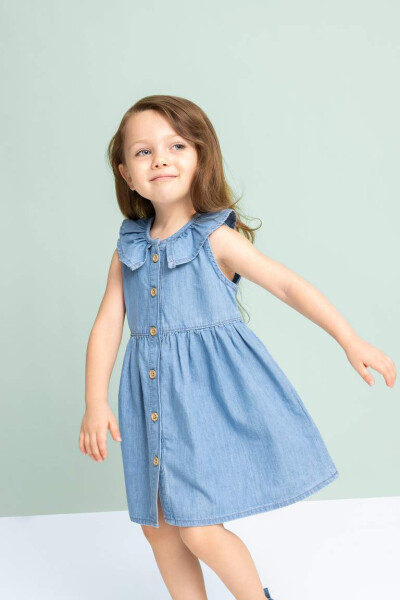 Baby Girl Sleeveless Jean Dress Light Blue - 3