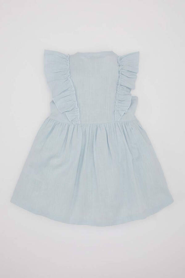 Baby Girl Sleeveless Linen Look Dress Light Blue - 7