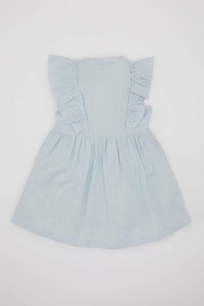 Baby Girl Sleeveless Linen Look Dress Light Blue - 11