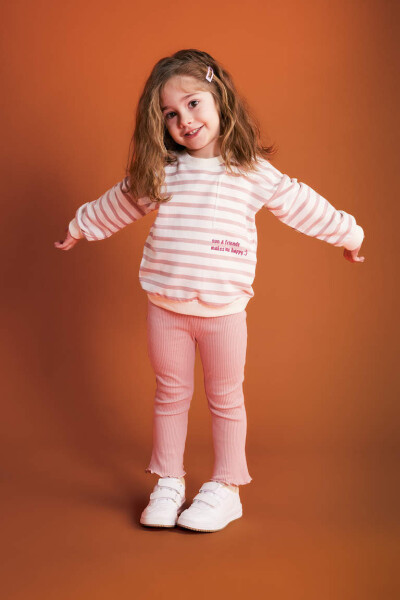 Baby Girl Striped Sweatshirt & Leggings 2-piece Set (Pink) - 1