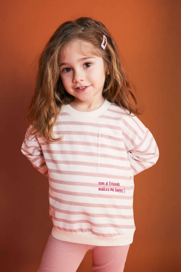 Baby Girl Striped Sweatshirt & Leggings 2-piece Set (Pink) - 3