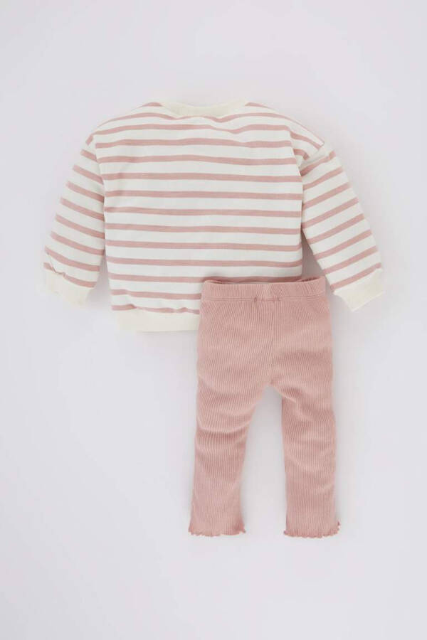 Baby Girl Striped Sweatshirt & Leggings 2-piece Set (Pink) - 9