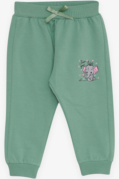 Baby Girl Sweatpants Baby Elephant Print 6 Months-2 Years, Mint Green - 4