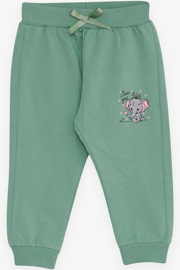 Baby Girl Sweatpants Baby Elephant Print 6 Months-2 Years, Mint Green - 4