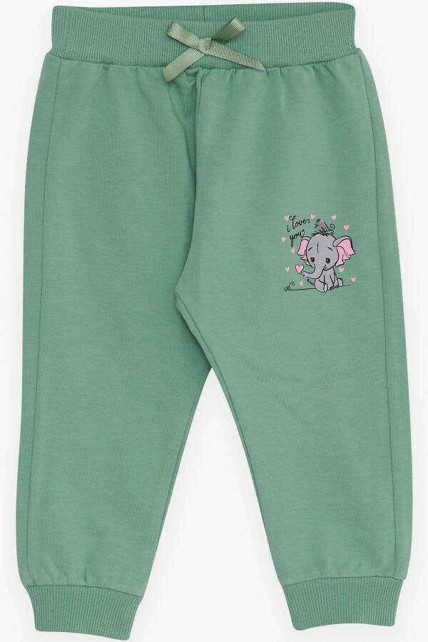 Baby Girl Sweatpants Baby Elephant Print 6 Months-2 Years, Mint Green - 1