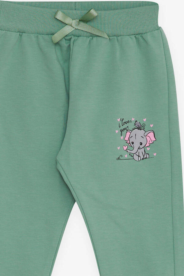 Baby Girl Sweatpants Baby Elephant Print 6 Months-2 Years, Mint Green - 3