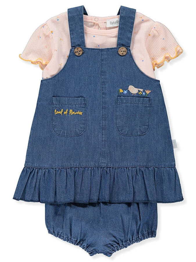 Baby Girl T-Shirt and Jean Jumpsuit Dress 2 Piece Set - 1