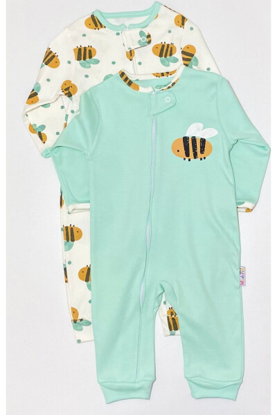 Baby Girl/Boy 100% Cotton Breathable Zippered Bee/Flower Patterned Three-Piece Sleepsuit - 5