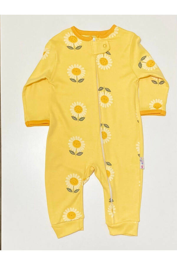 Baby Girl/Boy 100% Cotton Breathable Zippered Bee/Flower Patterned Three-Piece Sleepsuit - 2