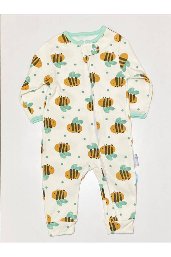 Baby Girl/Boy 100% Cotton Breathable Zippered Bee/Flower Patterned Three-Piece Sleepsuit - 3