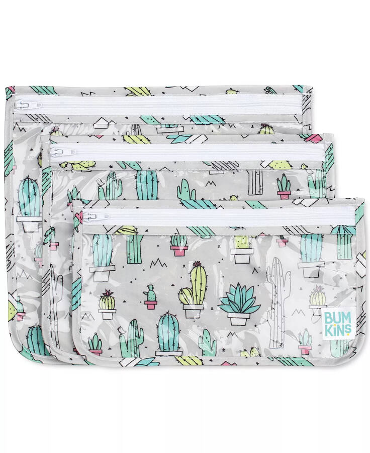 Baby Girls Printed Travel Water Resistant Bag, Pack of 3 Cactus - 1