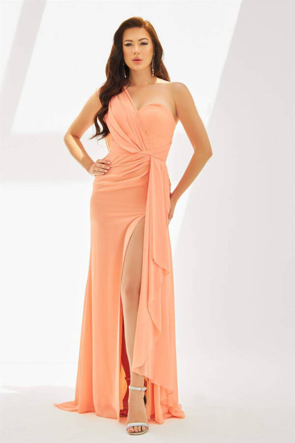 Baby Mouth Chiffon One Shoulder Slit Long Dress - 6