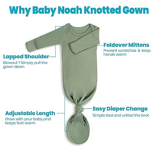 Baby Noah Knotted Gown with Hat and Headband &Clip - 40