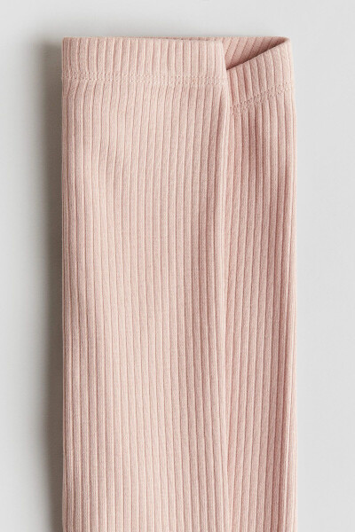 Baby Pink Ribbed Cotton Leggings - 2