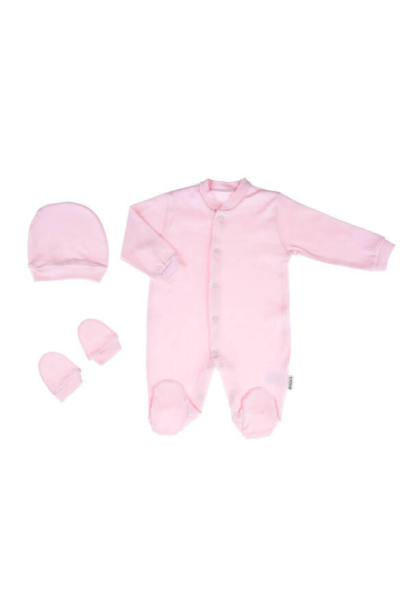 Baby Romper with Hat, Mittens, Snaps and Booties Powder - 1