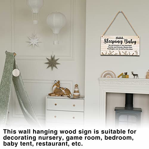 Baby Sleeping Sign For Front Door, Do Not Knock Or Ring Doorbell Wooden Sign, Baby Room Nursery Home Bedroom Rustic Hanging Sign, Set Of 1 Wooden Sign With Rope - A08 - 13