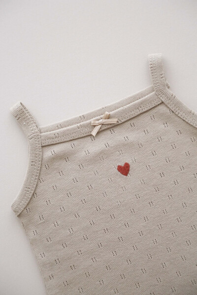 Baby Strappy Dress with Heart Embroidery - Tights Set - 7