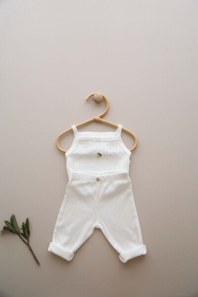 Baby Strappy Dress with Lemon Embroidery - Leggings Set - 6