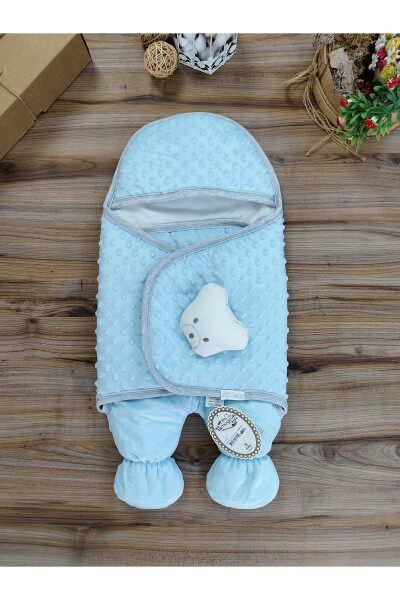 Baby Swaddle Blue Boy Baby Outdoor Swaddle Blanket Footed Toy Sleeping Bag - 1