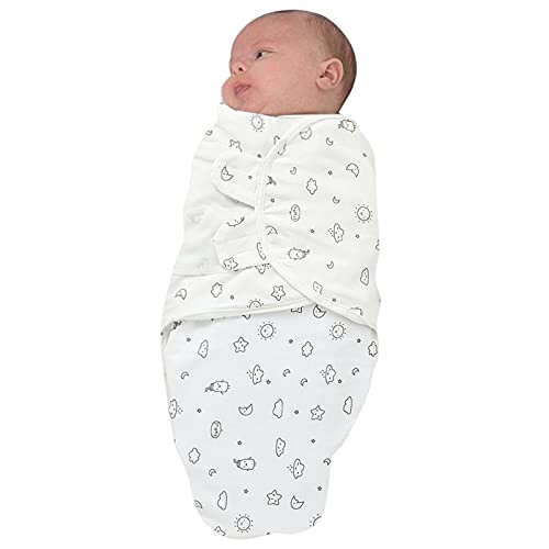 Baby Swaddle Wearable Sleeping Wrap Boys Girls Bag Blanket Adjustable Baby Care Soft Baby Blankets Set (White, One Size) - 22