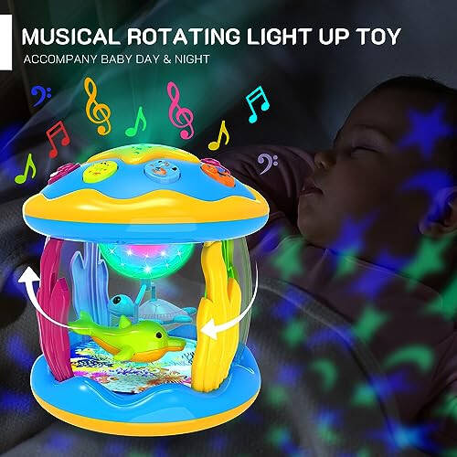 Baby Toys 6 to 12 Months - Musical Projector Rotating Light Up Toys, Tummy Time for Infant 12-18 Months, Learning Toys for Toddler 1 2 3 Years Old, Birthday Gifts for Boys Girls 0-3-6-9-12-18 Months - 3