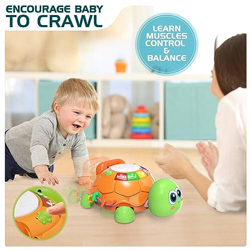 Baby Toys 6 to 12 Months, Musical Turtle Crawling Baby Toys for 12-18 Month, Early Learning Educational Toy with Light & Sound, Birthday Toy for Infant Toddler Boy Girl 7 8 9 10 11 month 1-2 Year Old - 3