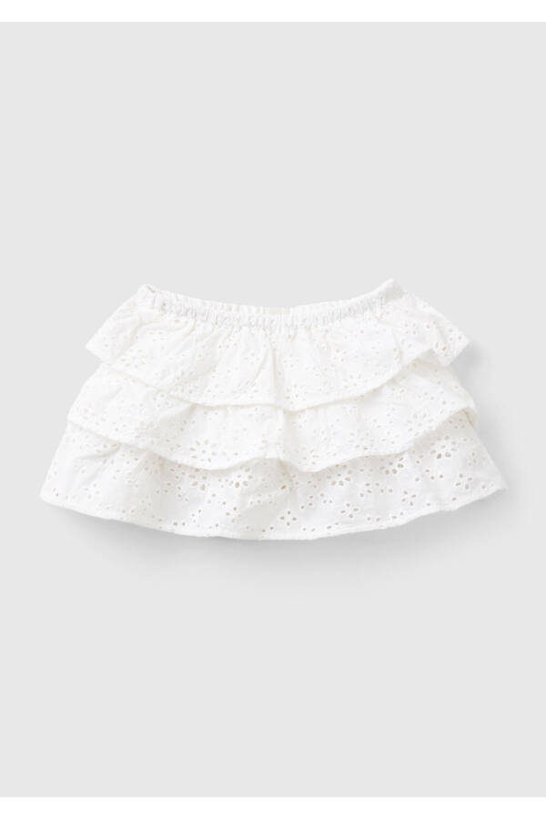 Baby White Waist Frilled Mini Skirt - 1