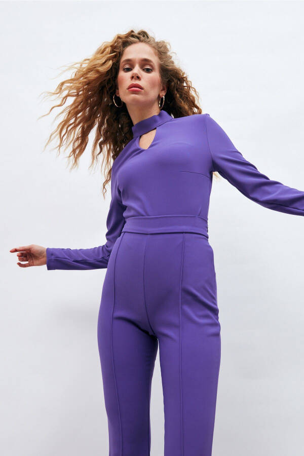 Back Detail Bodysuit Blouse - Purple - 6