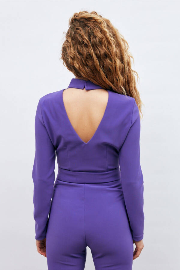 Back Detail Bodysuit Blouse - Purple - 7