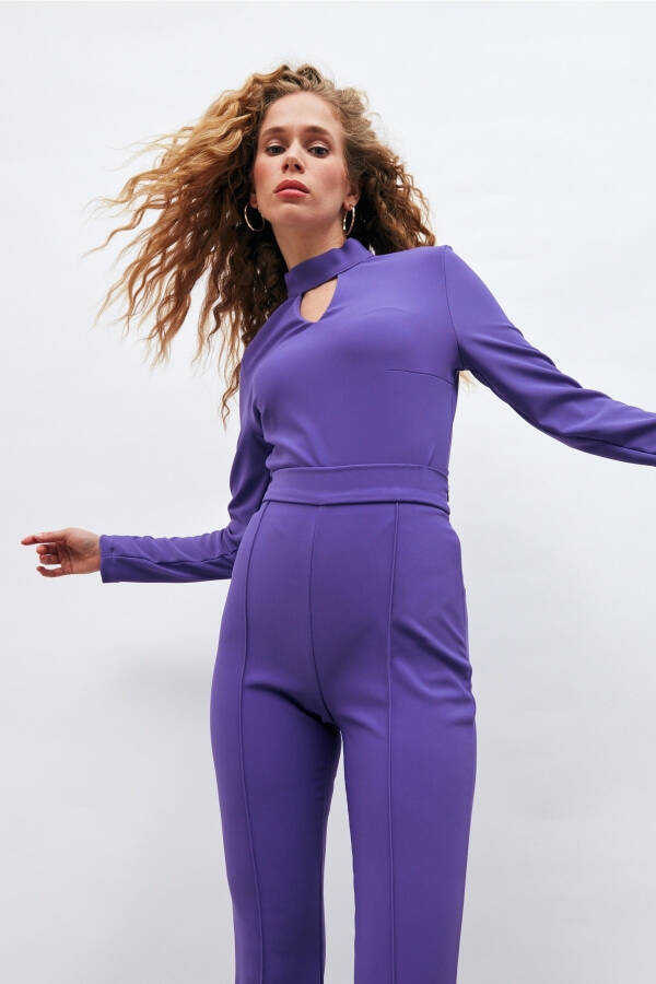 Back Detail Bodysuit Blouse - Purple - 13