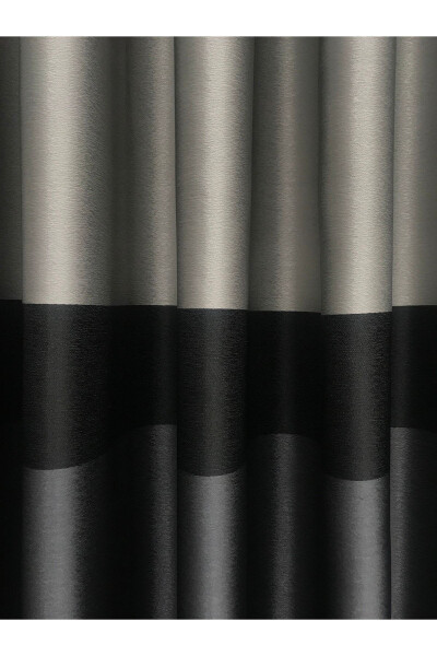 Backdrop Panel Curtain Anthracite-Silver Base Black Stripe (Medium Pleat 1/2.5) - 11