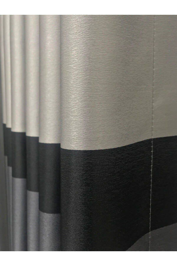 Backdrop Panel Curtain Anthracite-Silver Base Black Stripe (Medium Pleat 1/2.5) - 5