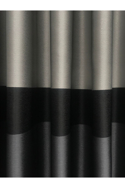 Backdrop Panel Curtain Anthracite-Silver Base Black Stripe (Medium Pleat 1/2.5) - 7