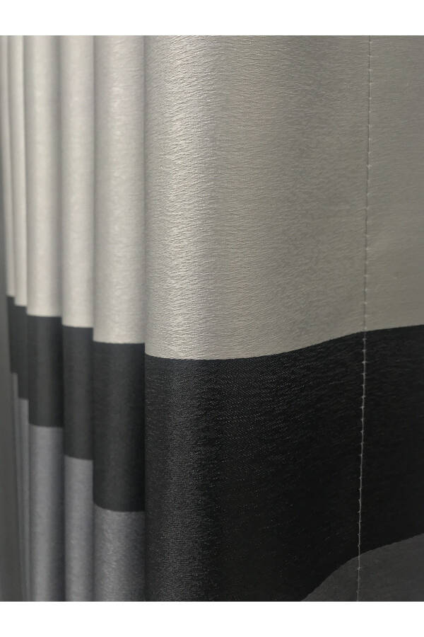 Backdrop Panel Curtain Anthracite-Silver Base Black Stripe (Medium Pleat 1/2.5) - 13