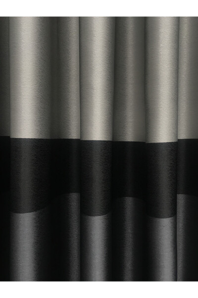 Backdrop Panel Curtain Anthracite-Silver Base Black Stripe (Medium Pleat 1/2.5) - 15