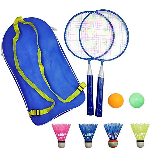 Badminton Racket for Children 1 Pair, Nylon Alloy Durable Badminton Racquet Set for Kids Indoor/Outdoor Sport Game（Including 4 Badminton and 2 Table Tennis） - 1