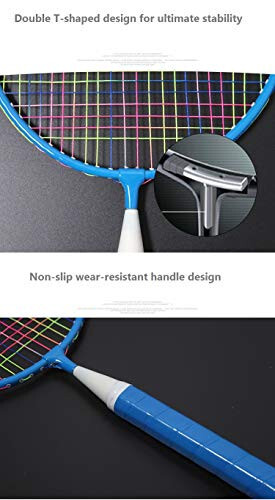 Badminton Racket for Children 1 Pair, Nylon Alloy Durable Badminton Racquet Set for Kids Indoor/Outdoor Sport Game（Including 4 Badminton and 2 Table Tennis） - 3