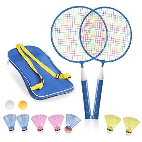 Badminton Rackets for Children, 12 in 1 Shuttlecocks Racquet Sports Set w/Lightweight Carrying Bag for Kids Professionals Beginner Players Indoor Outdoor Sport Game - 1