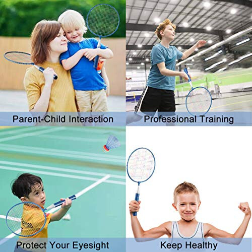 Badminton Rackets for Children, 12 in 1 Shuttlecocks Racquet Sports Set w/Lightweight Carrying Bag for Kids Professionals Beginner Players Indoor Outdoor Sport Game - 3