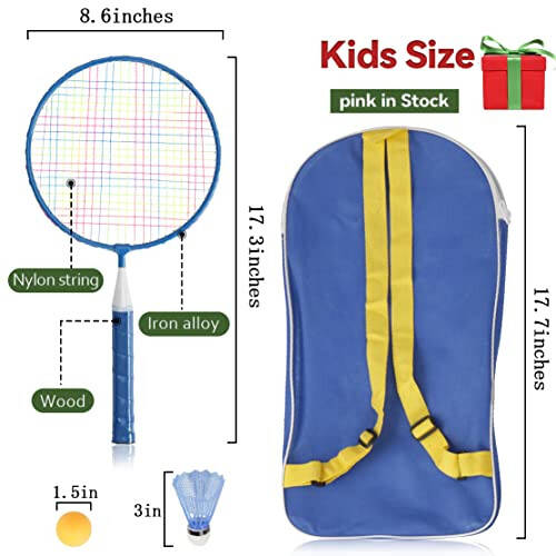 Badminton Rackets for Children, 12 in 1 Shuttlecocks Racquet Sports Set w/Lightweight Carrying Bag for Kids Professionals Beginner Players Indoor Outdoor Sport Game - 6