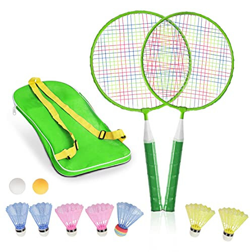 Badminton Rackets for Children, 12 in 1 Shuttlecocks Racquet Sports Set w/Lightweight Carrying Bag for Kids Professionals Beginner Players Indoor Outdoor Sport Game - 1