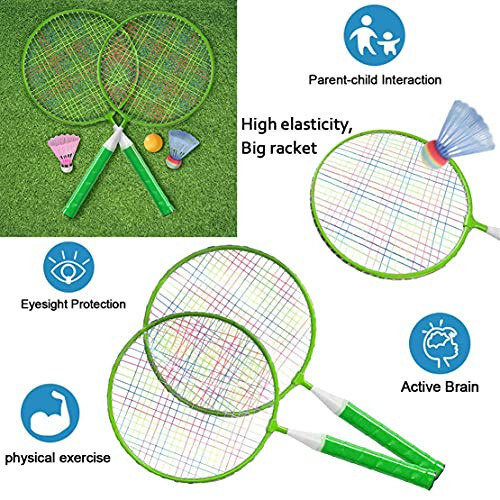 Badminton Rackets for Children, 12 in 1 Shuttlecocks Racquet Sports Set w/Lightweight Carrying Bag for Kids Professionals Beginner Players Indoor Outdoor Sport Game - 3