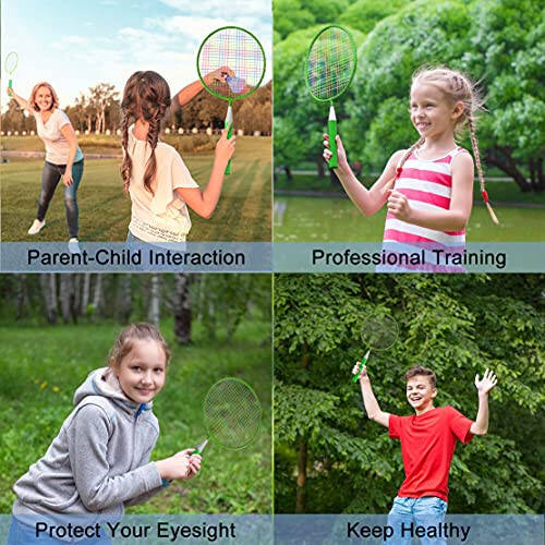 Badminton Rackets for Children, 12 in 1 Shuttlecocks Racquet Sports Set w/Lightweight Carrying Bag for Kids Professionals Beginner Players Indoor Outdoor Sport Game - 7