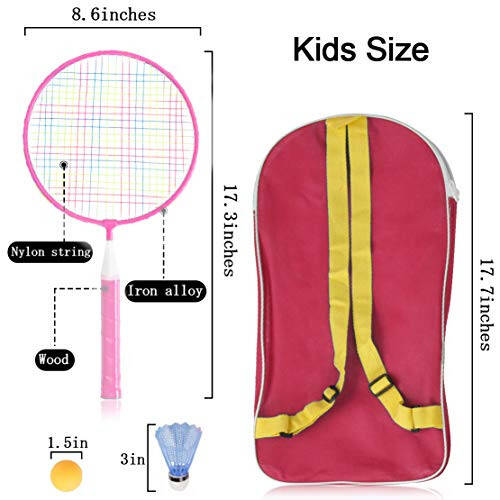 Badminton Rackets for Children, 12 in 1 Shuttlecocks Racquet Sports Set w/Lightweight Carrying Bag for Kids Professionals Beginner Players Indoor Outdoor Sport Game - 4