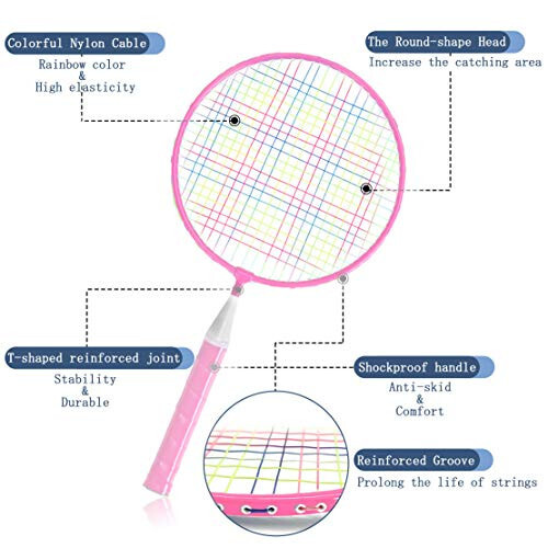 Badminton Rackets for Children, 12 in 1 Shuttlecocks Racquet Sports Set w/Lightweight Carrying Bag for Kids Professionals Beginner Players Indoor Outdoor Sport Game - 5